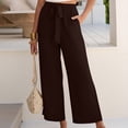 thumbnail image 5 of High Waisted Wide Leg Pants for Women Palazzo Trousers Gauze Casual Beach Travel Lounge Flowy Pant Summer 2026 Brown 2XL 26/27", 5 of 7