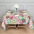 thumbnail image 3 of Pioneer Flower Floral Print Pattern Square Tablecloth,Waterproof Square Table Cover,Wipeable Spillproof Washable Table Cover for Home Kitchen Party Decor 52"x52"(132x132cm), 3 of 6