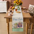 thumbnail image 2 of Easter Table Runner 72 Inches, Green Gnomes Eggs Flowers Purple Truck Plaid Bed Runner Dresser Scarves Tabletop for Indoor Outdoor Parties/Ceremony/Banquet, 14" x 72", 2 of 8