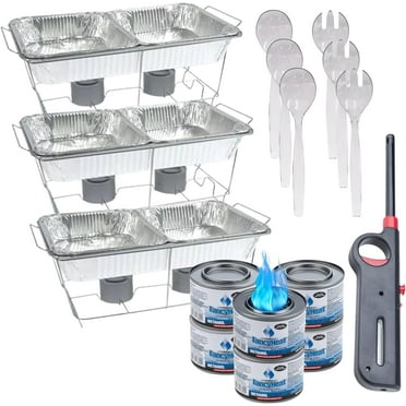 Disposable Aluminum Chafing Dish Buffet Party Set 24PC For All Events, One Size With Free Handy Lighter
