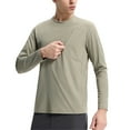 thumbnail image 4 of KHONTS Long Sleeve Casual T Shirts for Men Casual Slim Fit Round Neck Sports Tees Summer Solid Color Workout Running Tops Light Green XL, 4 of 5