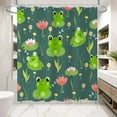 thumbnail image 2 of Cute Frog Shower Curtain Lotus Leaf Floral Pond Decorations Shower Curtains Kids Funny Cartoon Frogs Shower Curtain Set for Bathroom with Hooks 72x72 Inch, 2 of 6