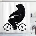 thumbnail image 1 of Funny Bear Shower Curtain, Silhouette of a Fluffy Creature on a Bicycle Funny Childish Design, Fabric Bathroom Set with Hooks, 69W X 84L Inches Extra Long, Dark Grey and White, by Ambesonne, 1 of 3