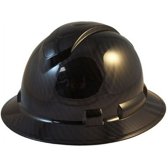 Pyramex Ridgeline Full Brim Hard Hat 4 Point Ratchet Shiny Black Graphite Pattern