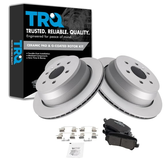 TRQ Rear Brake Pad & Rotor Kit Brake Pads Brake Rotor Ceramic Premium G-Coated Fits Select 2015-2019 Chevrolet Colorado GMC Canyon