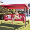 thumbnail image 3 of TQKVIPI 3-4 Seat Outdoor Porch Swing with Adjustable Canopy Patio Swing Bed with Stand Large Swing Glider Bench Chair Outside 800 lbs with Removable Cushions for Yard Garden Poolside Balcony, 3 of 12