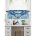 thumbnail image 5 of Valances for Windows Marble Blue Rod Pocket Cafe Window Treatments Valance Curtains for Kitchen Bathroom Laundry Basement Windows 56"x16", 5 of 9