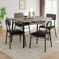 thumbnail image 1 of 5-Piece Gray Dining Table Set for 4, Kitchen Table with Storage Rack and 4 Upholstered Chairs, Wood Tabletop & Heavy-Duty Metal Frame, Space-Saving Dining Room Furniture for Small Space and Apartment, 1 of 6