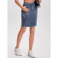 thumbnail image 2 of DARING DIVA Women's Denim Above the Knee Pencil Skirt Small Dark Gray Blue, 2 of 7
