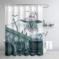 thumbnail image 1 of Spooky Halloween Shower Curtain with Witch, Cauldron, Bats & Pumpkins, 1 of 4