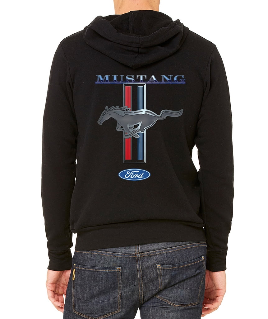 Men s Ford Mustang Classic Logo C9 Black Fleece Zipper 