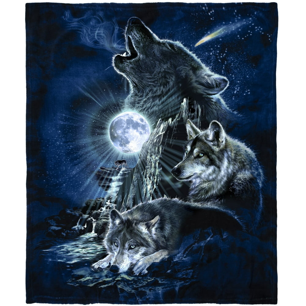 Dawhud Direct Wolves Howling at the Moon Super Soft Plush Fleece Throw