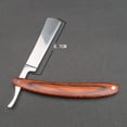 thumbnail image 3 of Navajas de afeitar de acero con borde plegable Vintage de Metal, cuchillo de afeitar, afeitadora de bigote con mango de madera para salón de peluquería, 3 of 5