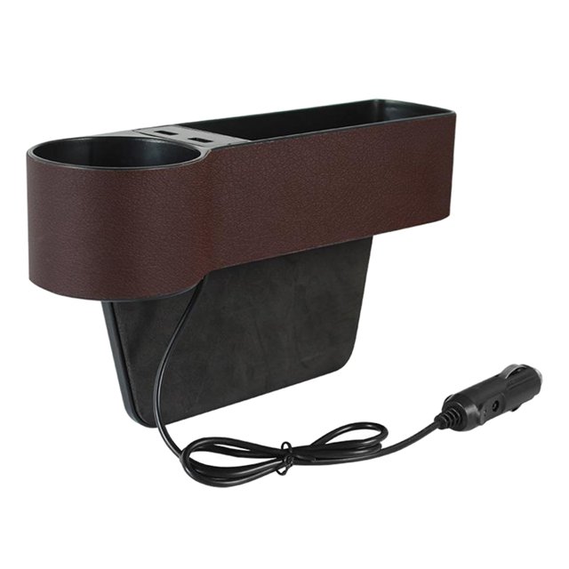 Organizador de Espacios para Asientos de Automóvil con Portavasos Y 2 Puertos USB - Conductor lado marrón Lado del conductor Marrón SM SunniMix organizador de relleno de espacio para asiento de coche