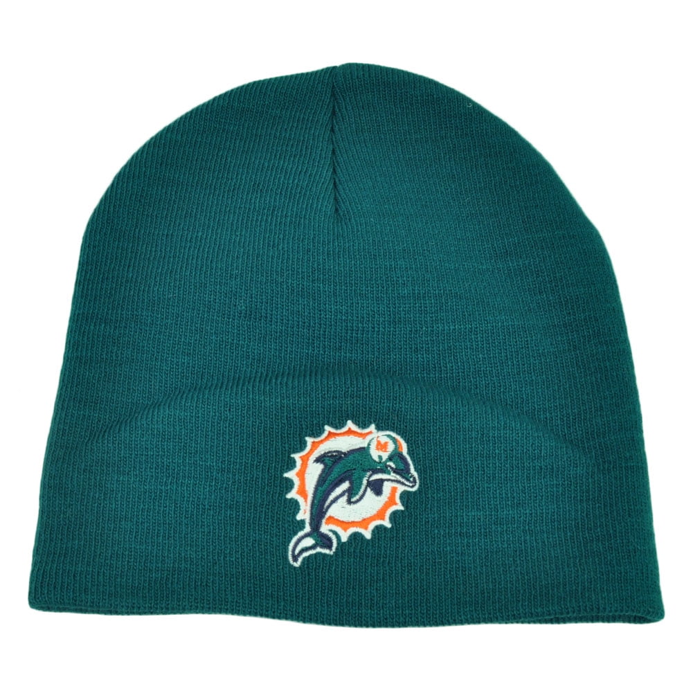 NFL Miami Dolphins Cuffless Knit Beanie Toque Winter Sport Turquoise Skully Hat by NFL Apparel