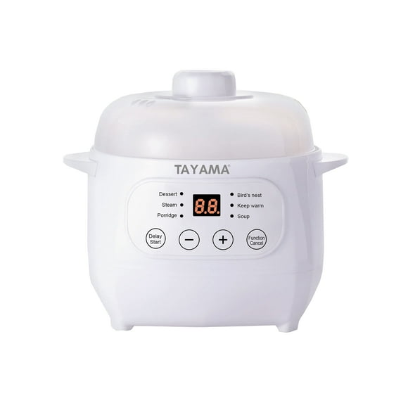TAYAMA Mini olla de cerámica blanca con preajustes y temporizador integrado, pequeña