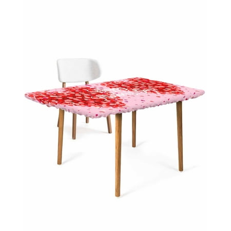 

Happy Mother s Day Elastic Fitted Tablecloth Waterproof Table Cover Wipeable Table Cloth Protector for Outdoor Indoor Picnic Party Universal Rectangle 6ft Watercolor Love Heart