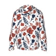 thumbnail image 3 of Uemuo Red Blue Leaves Pattern Women's Full Zip UPF 50+ Sun Protection Hoodie Jacket Long Sleeve Sun Shirt Hiking Outdoor Performance with Pockets-, 3 of 9