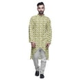 thumbnail image 1 of Atasi Cotton Slub Printed Fashion For Men Asymmetric Button Down Kurta For Men, 1 of 5