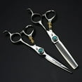 thumbnail image 3 of 1pcs Straight shear JP440c steel 6 '' green gem hair scissors cutting barber tools Tiger haircut thinning shears hairdresser scissors, 3 of 6