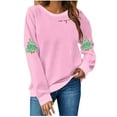 thumbnail image 2 of Craaazy Christmas Fashion Long Sleeve Round Neck Gifts Shirts for Women Christmas Printing Loose Blouse Capless Sweatshirts Top, 2 of 5