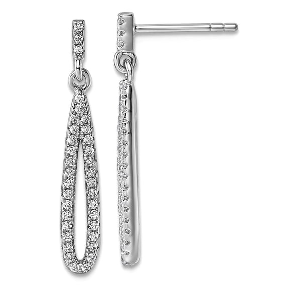 925 Sterling Silver Rhodium Plated Cubic Zirconia Post Long Drop Dangle Earrings 26.8x4.2mm Wide Dangle Earring for Wome
