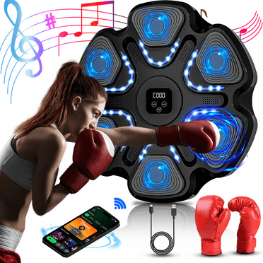 Puseky Music Boxing Machine Trainer, Newly Upgraded 6 Smart Music Targets   Adult Boxing Gloves