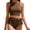 Brown, variant on Women 2 Piece Bikini Set Crew Neck Sleeveless Cropped Halter Side Bow Trunks Stretchy Modest Bathing Suit (XL, Multicolor)