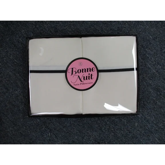 Standard Size Satin Pillow Cases Set Of 2 Gift Box !! Satin Super Soft Ivory