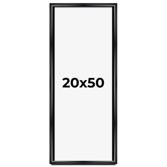 20x50 Shadow Box Frame Black | 1.25 inches Deep Real Wood Contemporary Shadowbox Display Frame | UV
