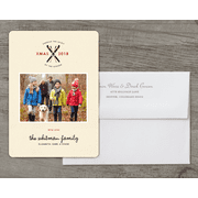 Crossed Skis - Deluxe 5x7 Personalized Holiday Christmas Card