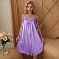 thumbnail image 6 of Fazvaoo Womens Nightgowns Short Sleeve Short Sleepwear Summer Silk Nightgowns(Purple,0), 6 of 7