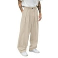 thumbnail image 2 of Mens Wide Leg Trousers Loose Fit Pleated Front Casual Pants Relaxed Fit Straight Leg Trousers for Daily Wear, 2 of 4