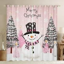 jejeloiu Merry Xmas Blackout Curtains,Cartoon Christmas Snowman Curtains Pack of 2 (38x45 Each),Abstract Xmas Tree Window Curtains Fdor Boys Girls,Super Cozy Room Decor