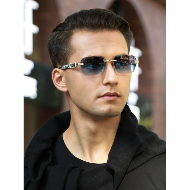 Men Ombre Lens Rimless Sunglasses Walmart