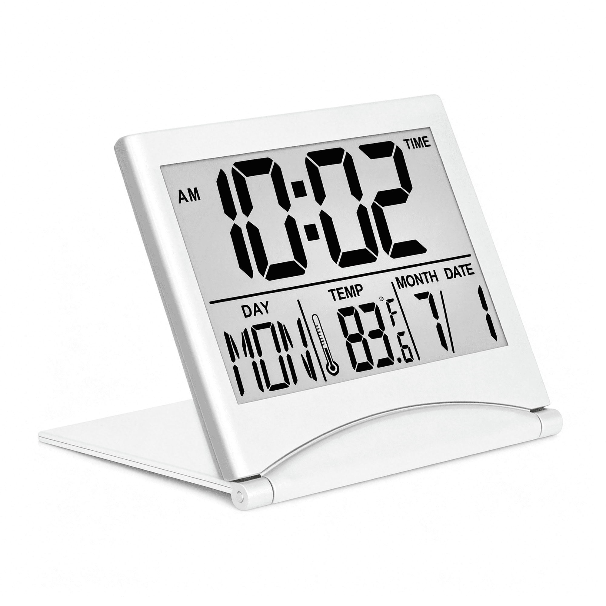 GJX Digital Travel Alarm Clock Foldable Calendar Temperature Timer Lcd Clock with Snooze Mode Large photo GJX Digital Travel Alarm Clock Foldable Calendar Temperature Timer Lcd Clock with Snooze Mode Large