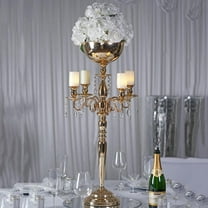 BalsaCircle 33" Metal Candelabra Candle Holder Centerpiece Gold