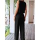 thumbnail image 5 of Conjunto de Dos Piezas para Mujer, 2025, Sin Mangas, con Botones, Informal, con Bolsillo y Pantalones Anchos. Negro S, 5 of 7