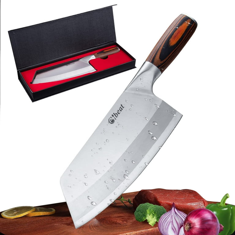 1pc Forged Stainless Steel Handle Fruit Knife & Meat Cleaver For
