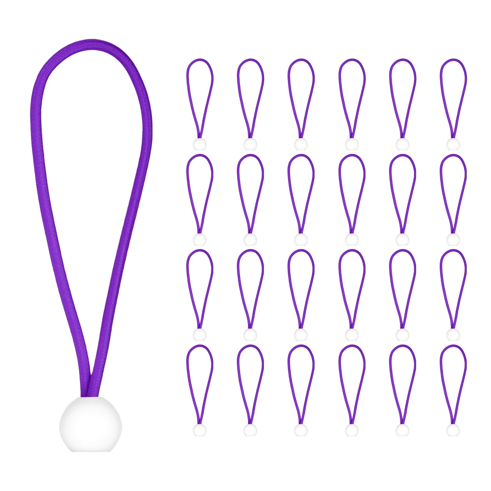 Uxcell Ball Cords (6 Inch Purple) (25 Pack) Polyester White Ball Bungee Cords Heavy Duty Tie Downs Cord Suit for Shelter Gazebo Camping Tent Cargo Holding