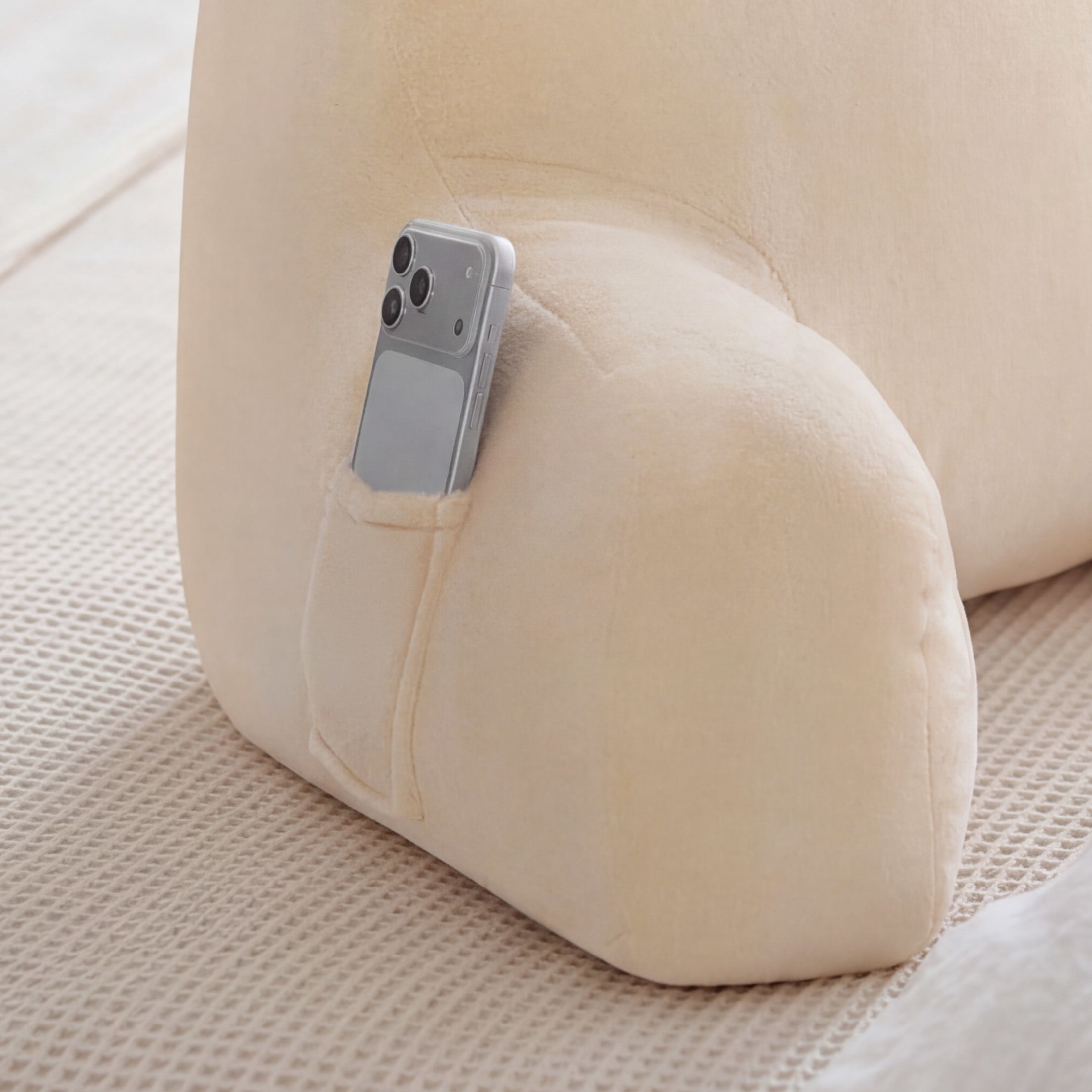 The Sheet Lab Plush Backrest Pillow, Beige, 30" x 17" x 17"