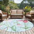thumbnail image 4 of Round Rugs 5Ft, Blue Pink Green Floral Round Area Rug Washable Indoor Throw Carpet, Seasonal Botanical Blooms Soft Non Slip Circle Rug for Cabinet Bathroom Home Decor Aesthetic, 4 of 8
