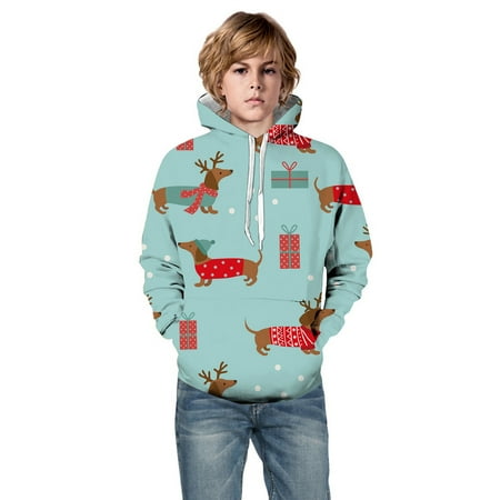 

Little Boys Girls Kids Hooded Unisex Sweatshirt 3D Christmas Reindeer Printed Pullover Hoodie for Girls Boys with Pocket Faze Hoodie Baby Clothes Boy Winter Furry Sweatshirt for Kids Ecology Hoodie