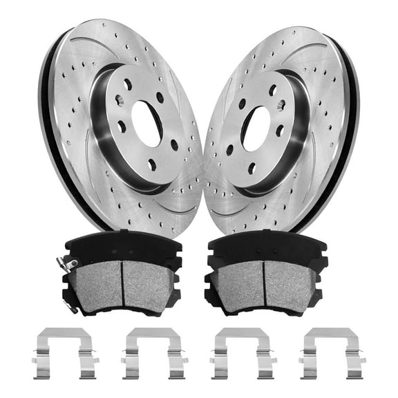 Aurogenix Brake Pads And Rotors Kit Compatible With 2010-2015 Chevrolet Camaro, 2016 Buick LaCrosse, Front Automotive Replacement Brake Kits 55174 D1404-8512 Drilled And Slotted Rotors 321mm(12.6in)