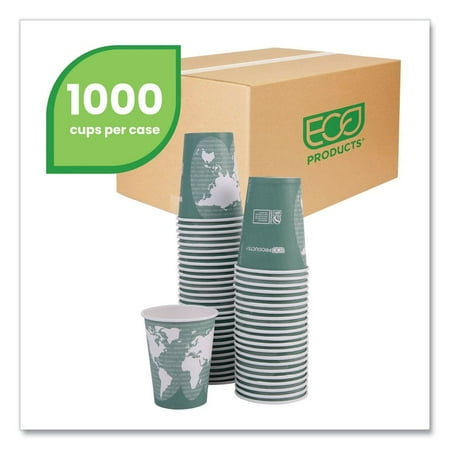 Eco-Products World Art Hot Beverage Cups, 12 Oz, Green, Pack Of 600