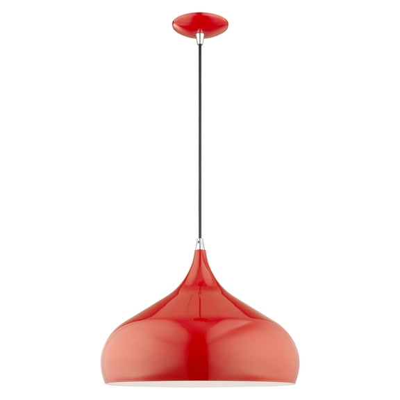 41174-72 Livex Lighting Metal Shade - 1 Light Mini Pendant in Coastal Style - 15.75 Inches wide by 17 Inches high-Shiny Red Finish    -Traditional