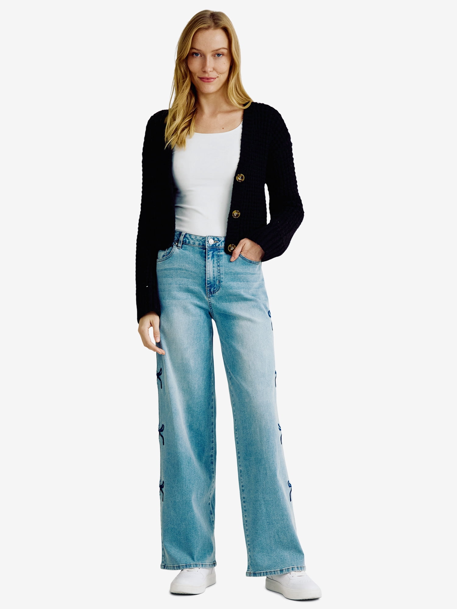 Madden NYC Women's Ultra 90s Fit Jeans with Embroidery, 32" inseam, Sizes 00-18