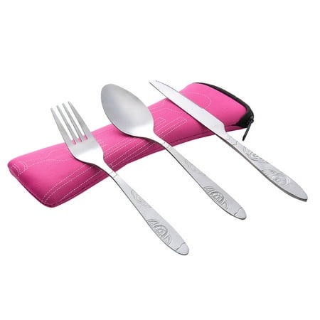 

dinner forks 3Pcs Stainless Steel Fork Spoon Tableware Travel Camping Cutlery Dinnerware PK