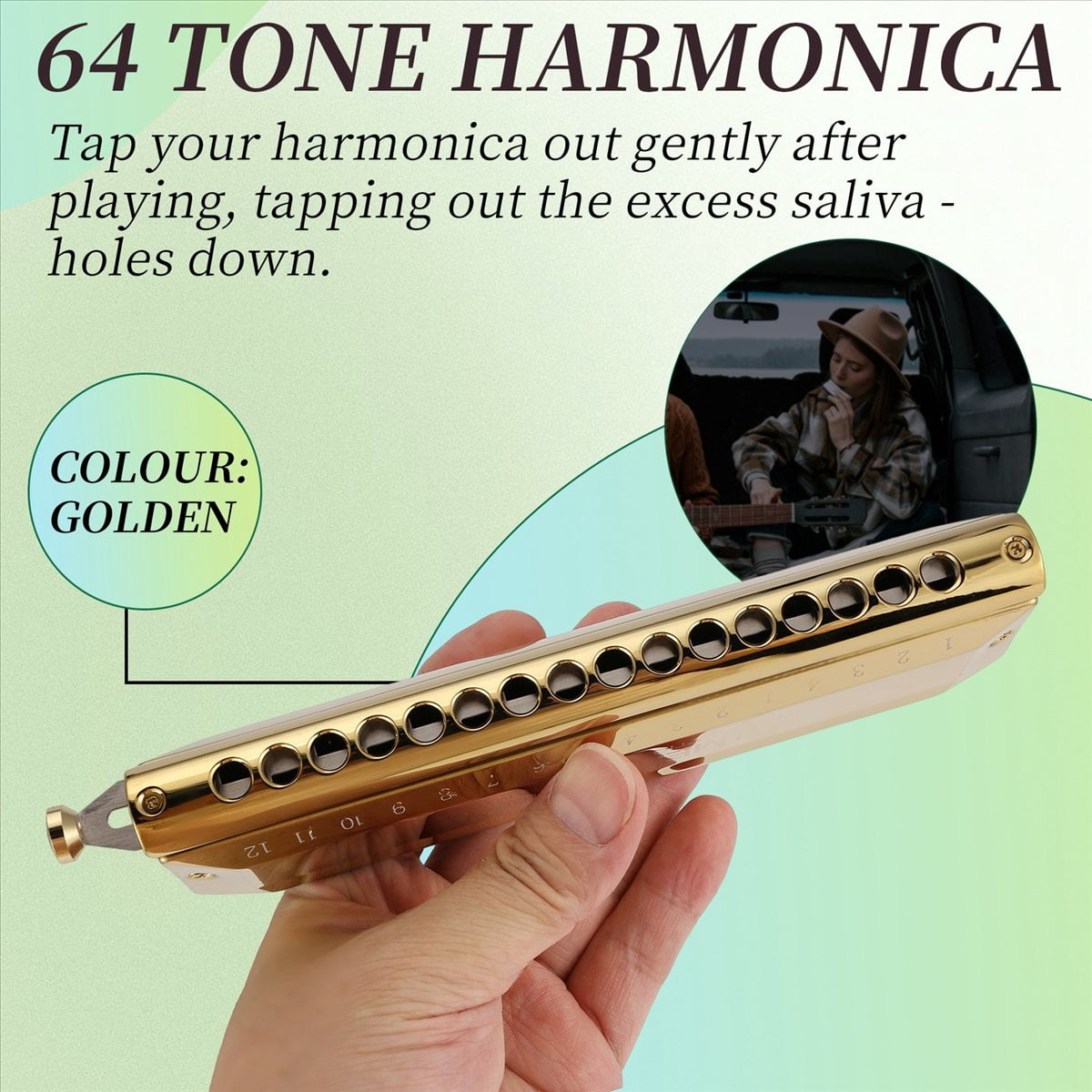 Chromatic Harmonica 16 Hole 64 Tone Mouth Organ Instrumentos Key of C Professional Musical Instruments