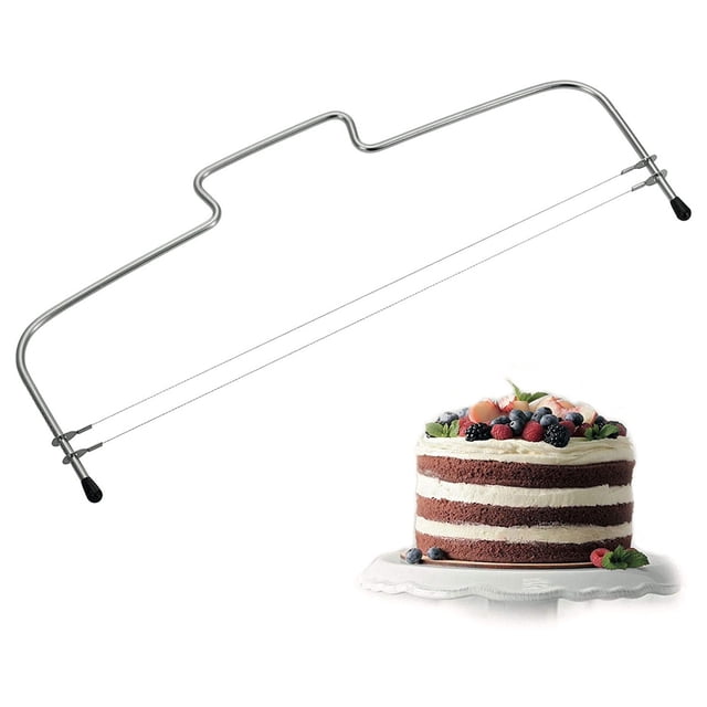 Herramienta para hornear pasteles de acero inoxidable Capa de pastel duradera de una y dos líneas Cortador de pasteles afilado de acero inoxidable Xemadio 2034006-2